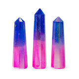 Obélisque en pierre précieuse 9cm – Quartz cristal aurora – Rose & bleu