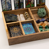 Boîte de tarot à quatre compartiments avec porte-cartes