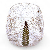Fern Textured Glass Tealight Candle Holder 10x9cm
