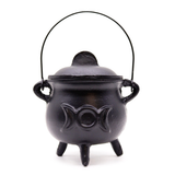 Lrg Cast Iron Cauldron with Triple Moon 12 × 15 cm