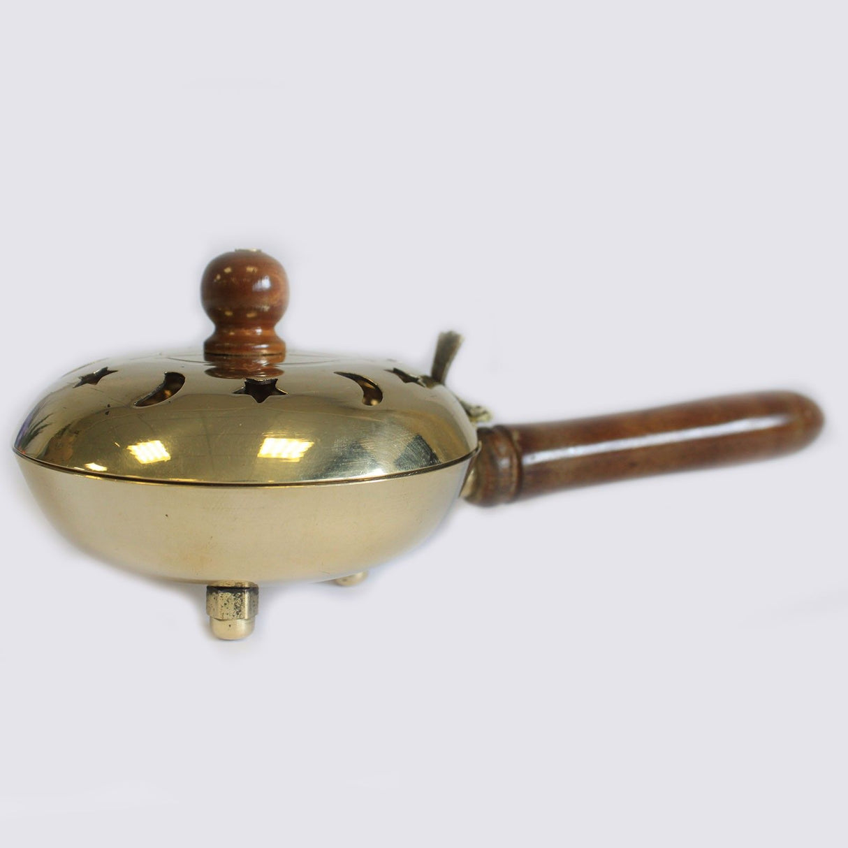 Brass Pentagram Incense Burner With Wood Handle