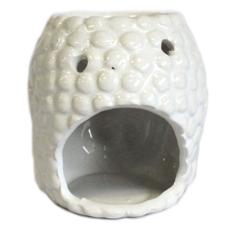Buddha Head Tealight Oil Burner, White Ceramic