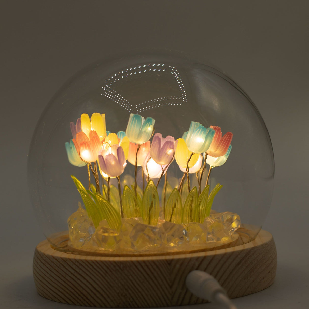Floral Glow Garden Dome – 20 Multi Tulips – LED USB