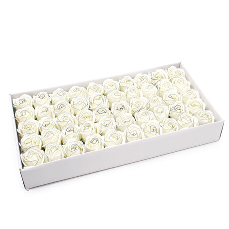 Sæbe Rose Blomster Medium Elfenben Sort Kant 10-Pak