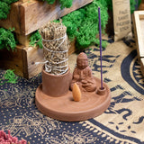 Multi Purpose Buddha Incense Plate – Natural Terracotta Style