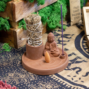Multi Purpose Buddha Incense Plate – Natural Terracotta Style