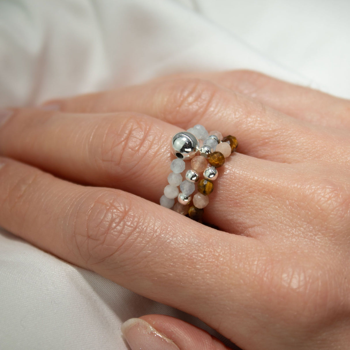 Nymph Spirit Gemstone Ring Set – Sea Sunset
