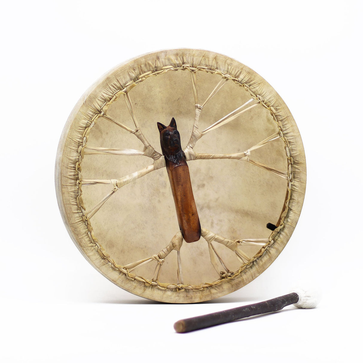Wolf Tunable Goatskin Shaman Frame Drum 40cm