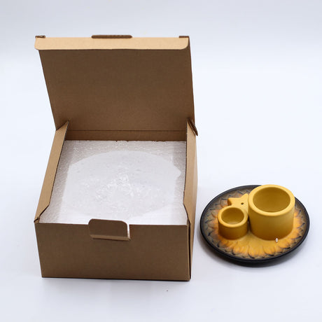 Vassoio Portaincenso in Ceramica Girasole per Palo Santo