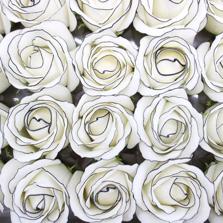 Sæbe Rose Blomster Medium Elfenben Sort Kant 10-Pak