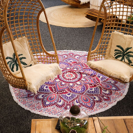 Grand Mandala Rond Art (180 cm) - Rose et Violet