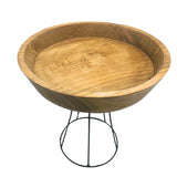 Cuenco de teca para servir sobre soporte de metal