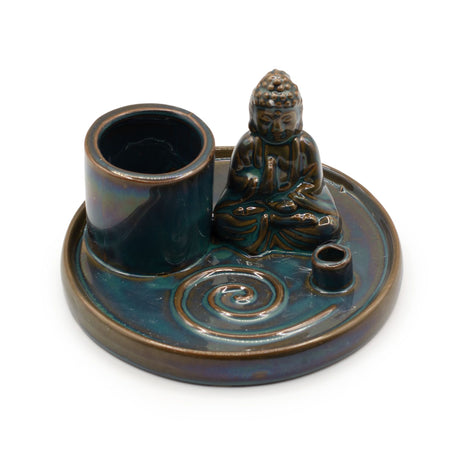Multi Purpose Buddha Incense Plate – Ceramic Blue