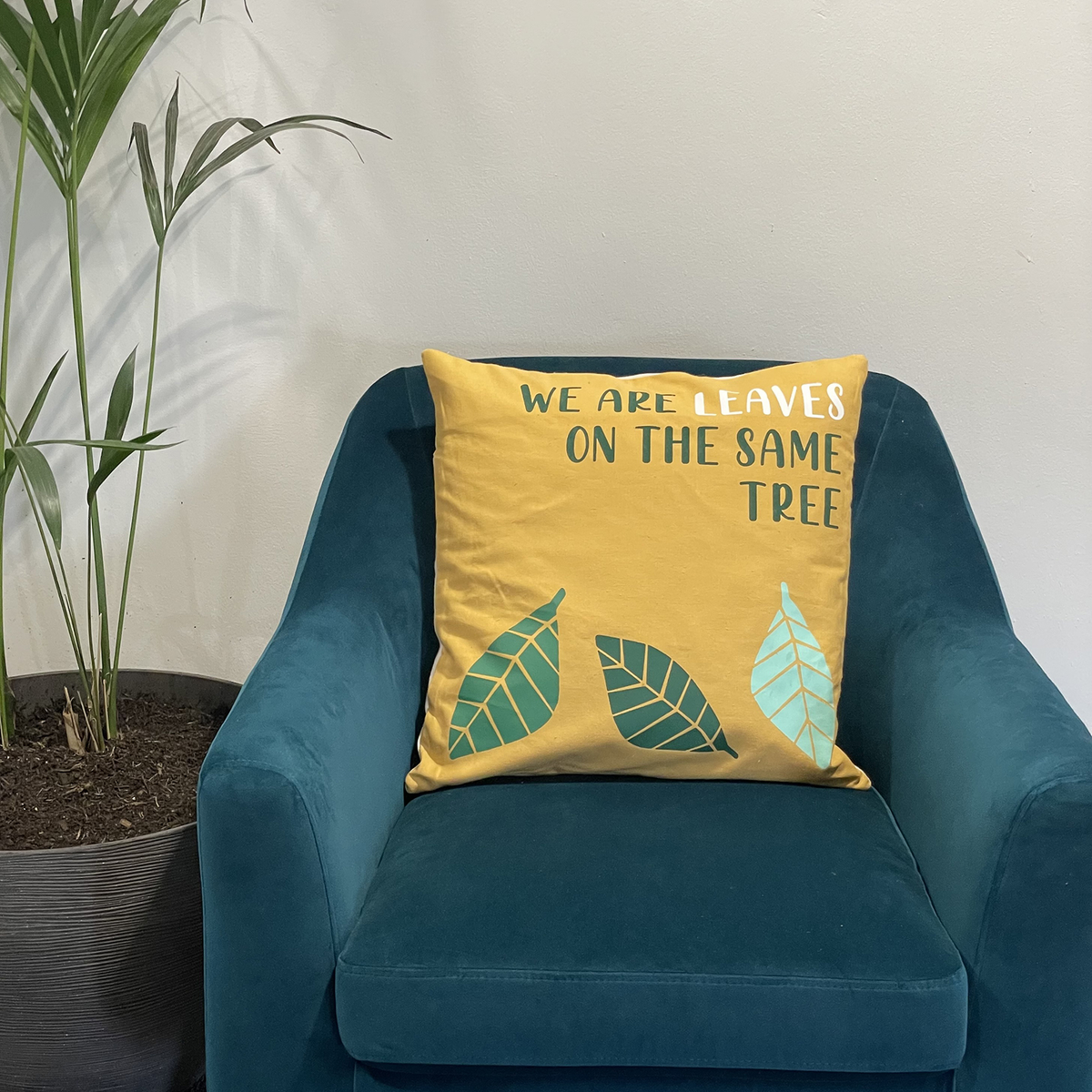 Cotton Cushion Covers Leaf Print Set of 3