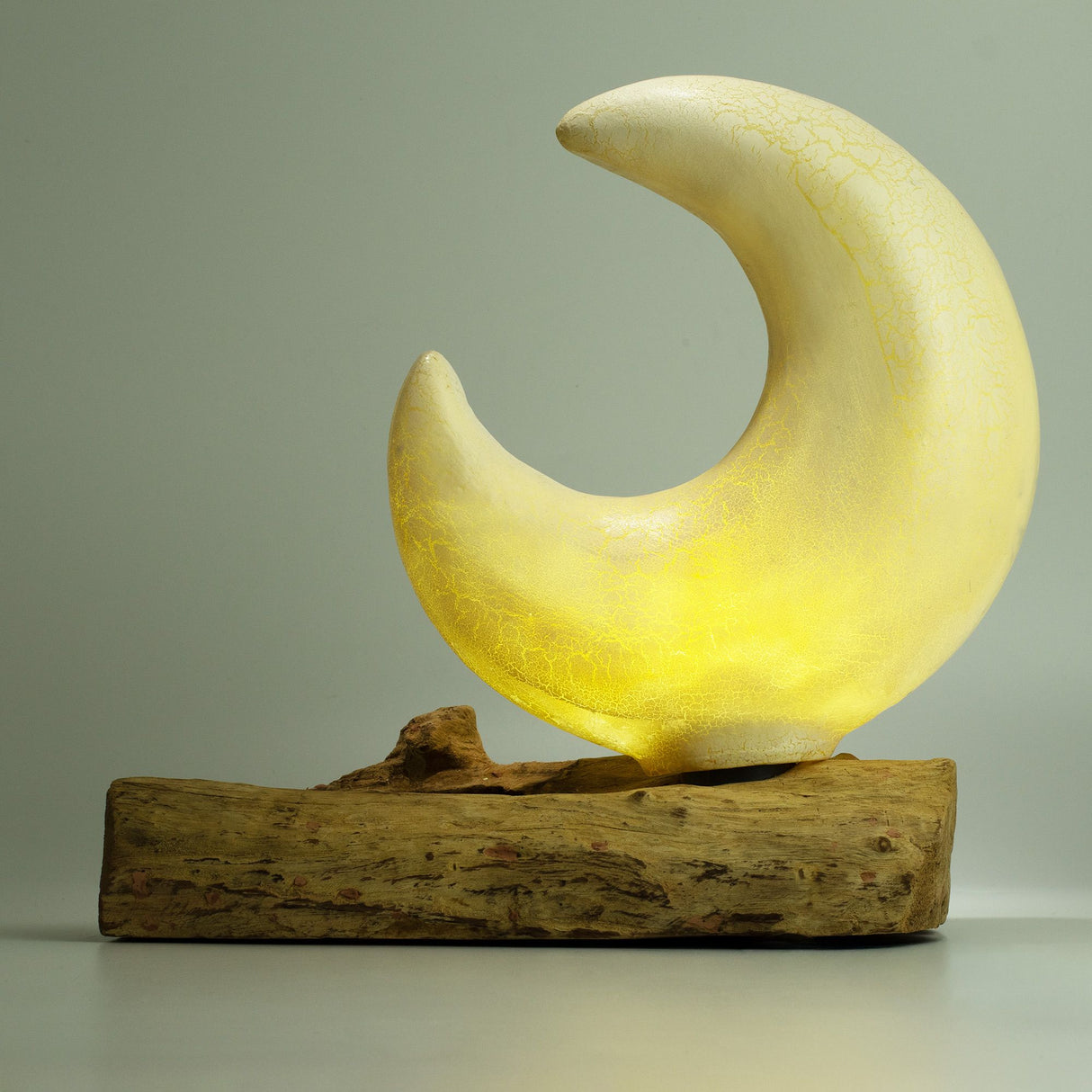 Lampe DriftGlow Abat-jour Croissant de Lune Craquelé – Gris