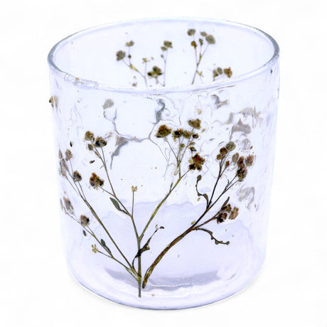 Baby's Breath Recycled Glass Tealight Candle Holder 8x8cm