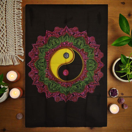 Cotton Wall Art (70x110cm) – Ying & Yang Mandala, Tapestries