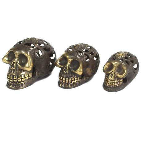 Vintage Totenkopf-Dekoration aus Messing, groß