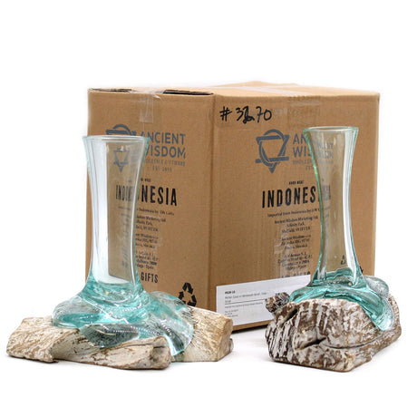 Molten Glass Vase On Whitewash Wood, Small