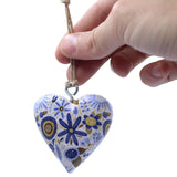 Large Decor Wood Hearts – Blue Floral