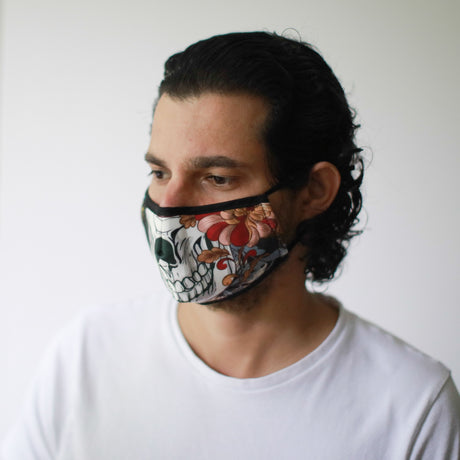 Opakovaně použitelná látková rouška – barevná Calavera pro dospělé
