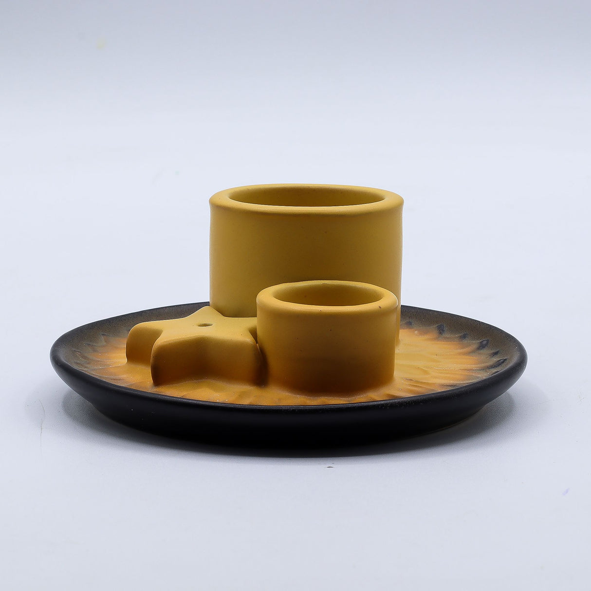 Bandeja Porta Incienso de Cerámica con Girasol para Palo Santo