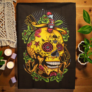 Baumwoll-Wandkunst (70x110 cm) – Totenkopf der Toten