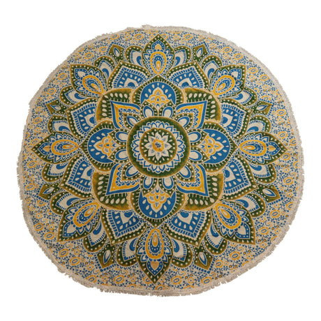 Grand Mandala Rond (180 cm) - Jaune et Bleu