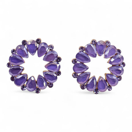 Vintage Lavender Glass Halo Stud Earrings