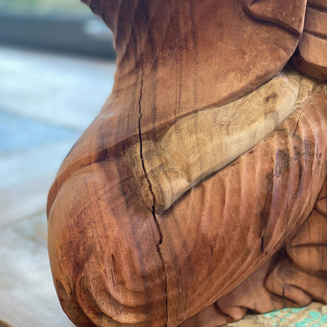 Buddha-staty handskuren Suarträ 40cm Välkommen