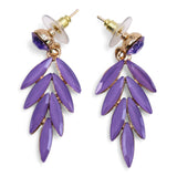Vintage Lavender Glass Fairy Leaf Drop Earrings