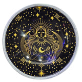 Offering Plate Black Enameled Tripod Gold Goddess
