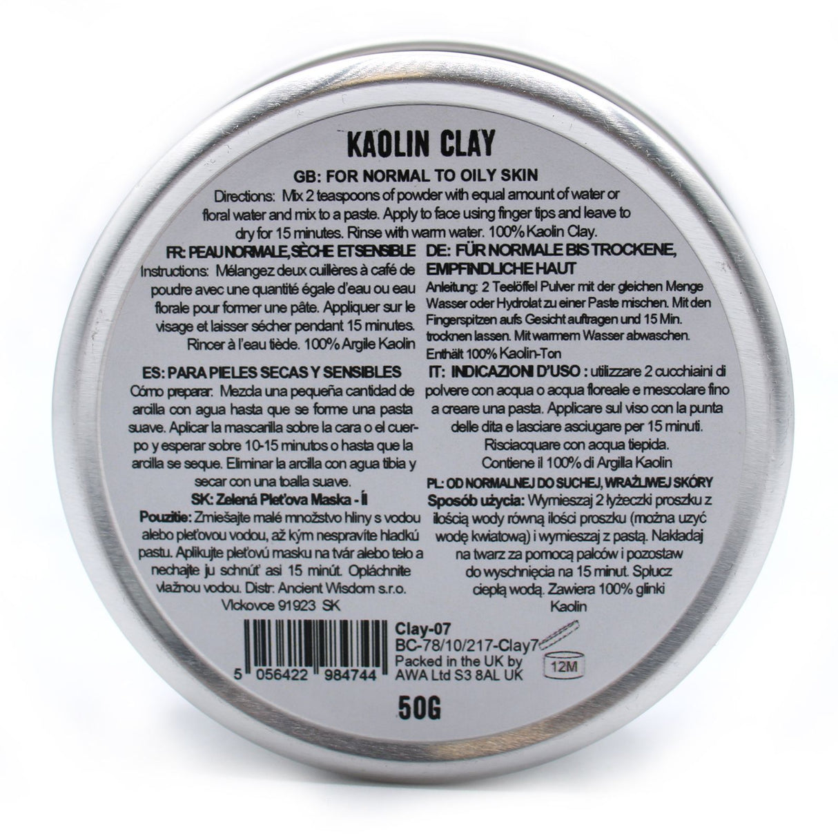 Kaolin Clay Face Mask Powder 50g