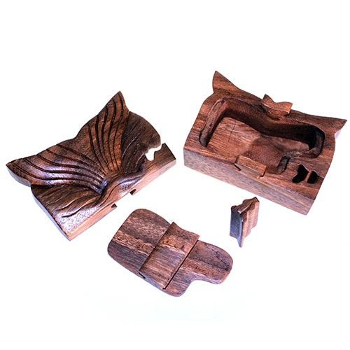 Wooden Puzzle Box – Whale Tail Fin