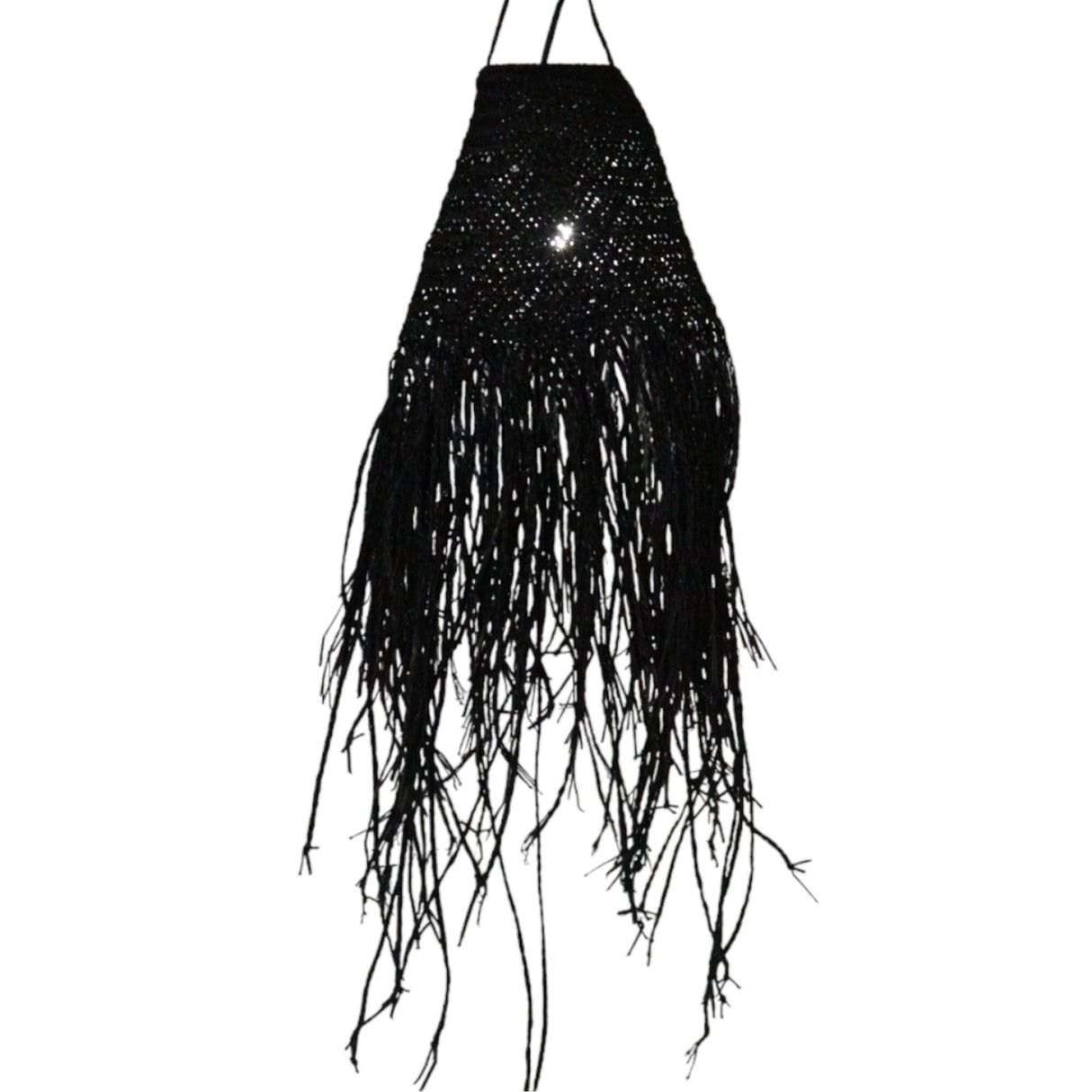 Hanglampenkap Zwart Gevlochten Doum 20x15cm