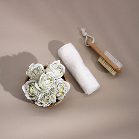 Sæbe Rose Blomster Medium Elfenben Sort Kant 10-Pak