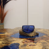 Molten Glass Bowl on Wood Mini Blue
