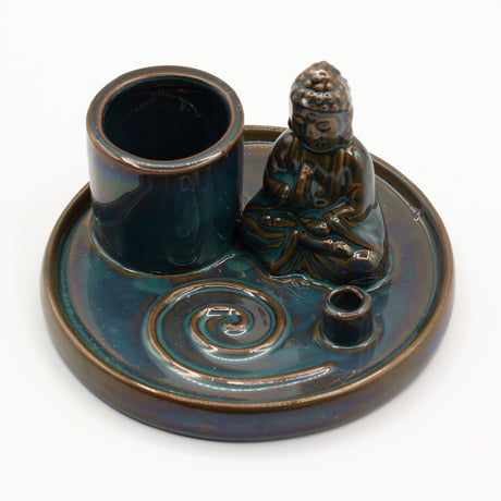Multi Purpose Buddha Incense Plate – Ceramic Blue