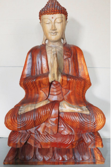 Buddha Statue Hand-Carved Suar Wood 80cm