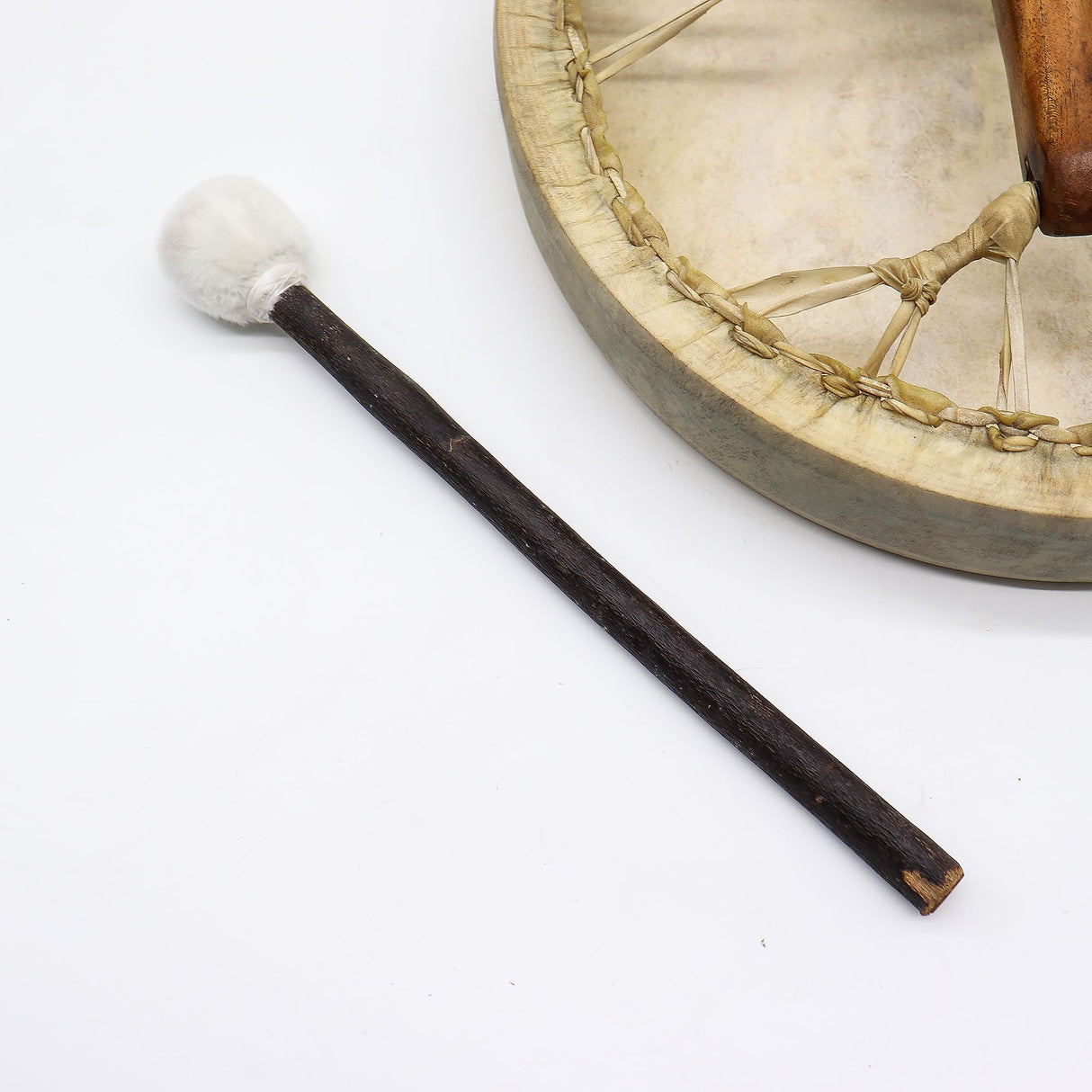 Tambour chamanique à cadre en peau de chèvre accordable Loup 40 cm