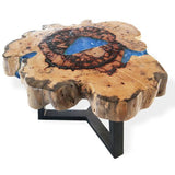 Coffee Table Tamarind Wood Sky Blue Resin