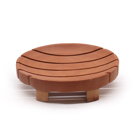 Soap Dish Round Mahogany Wood