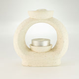 Ceramic Zen Oil Burner - Large Oval Pebble - Speckled Off-White