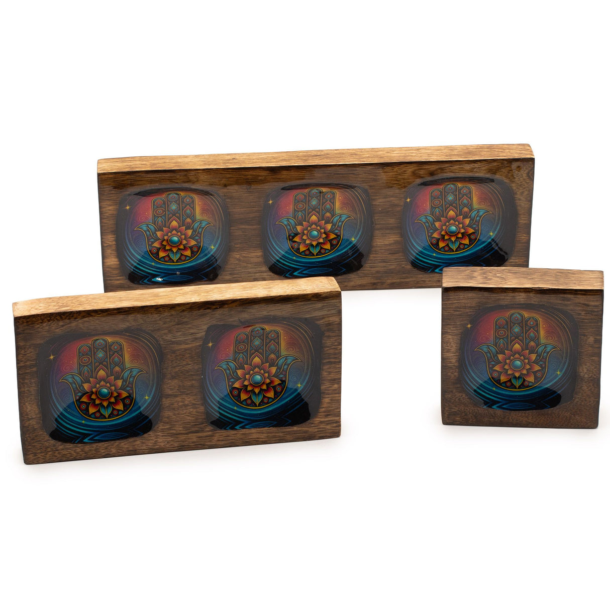 Set di Vassoi Medi Smaltati in Mango – Hamsa
