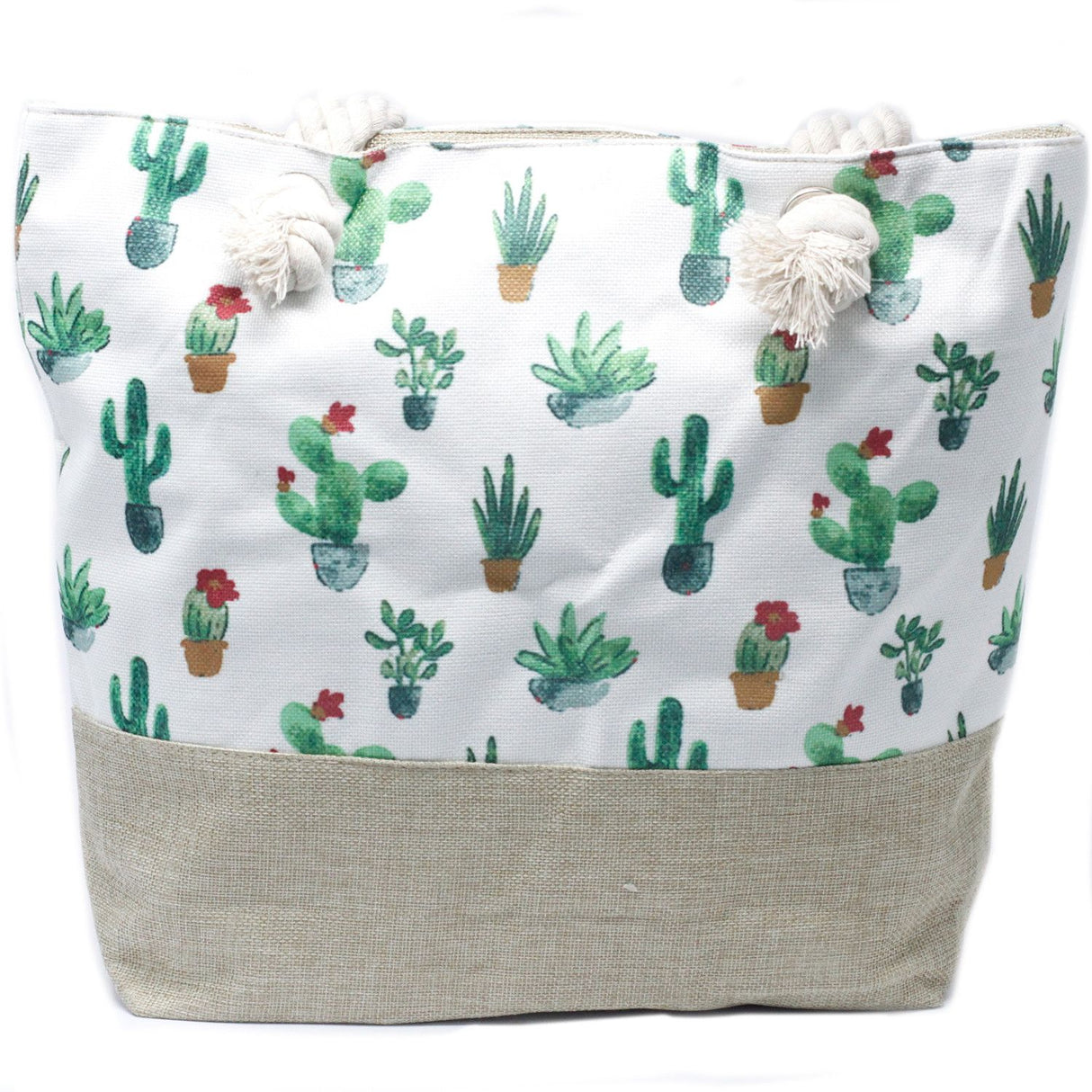 Bolsa de regalo con asas de cuerda, mini cactus
