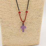 Cord Necklace Gemstone Pendant – Amethyst Cross