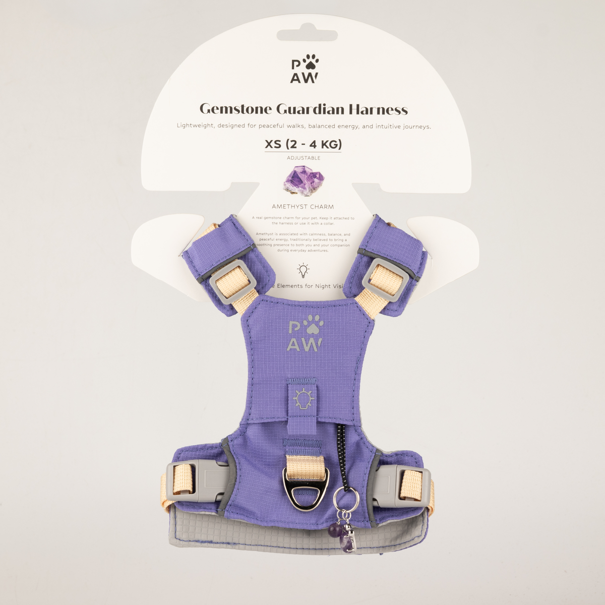 PAW - XS (2-4Kg) Dog Step-in Guardian Harness with Reflective Mesh - Lavender - Amethyst Charm