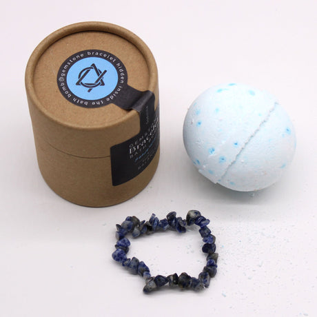 Bath Bomb With Sodalite Gemstone Bracelet – Sandalwood