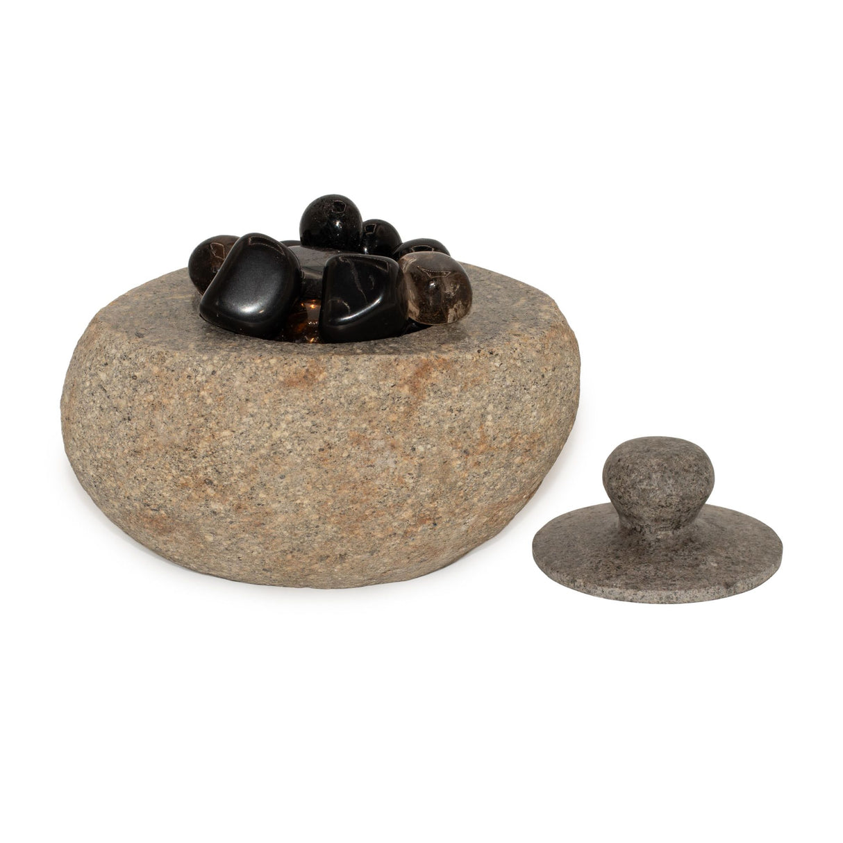 Natural Riverstone Grounding Pot – Large (approx 15x12cm)