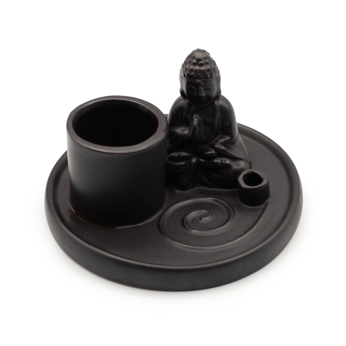 Plateau d'Encens Bouddha Polyvalent – Céramique Noir Mat